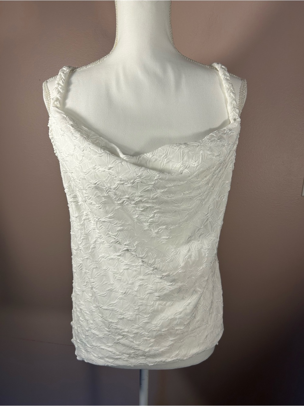 Free People Ivory Textured Cowl Camisole